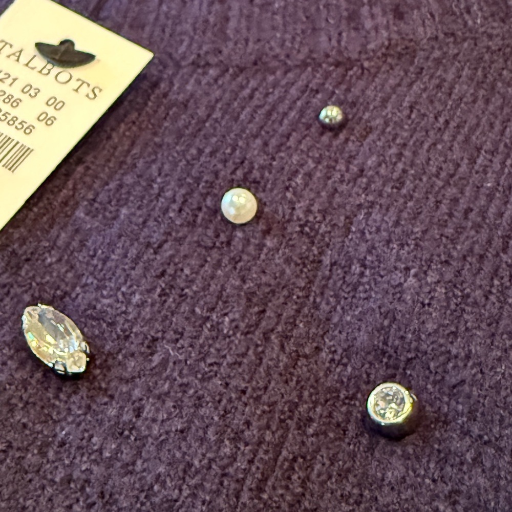 NWT Talbots Navy Crew Nexk Sweater w Faux Stone Accents SZ M - Picture 7 of 14